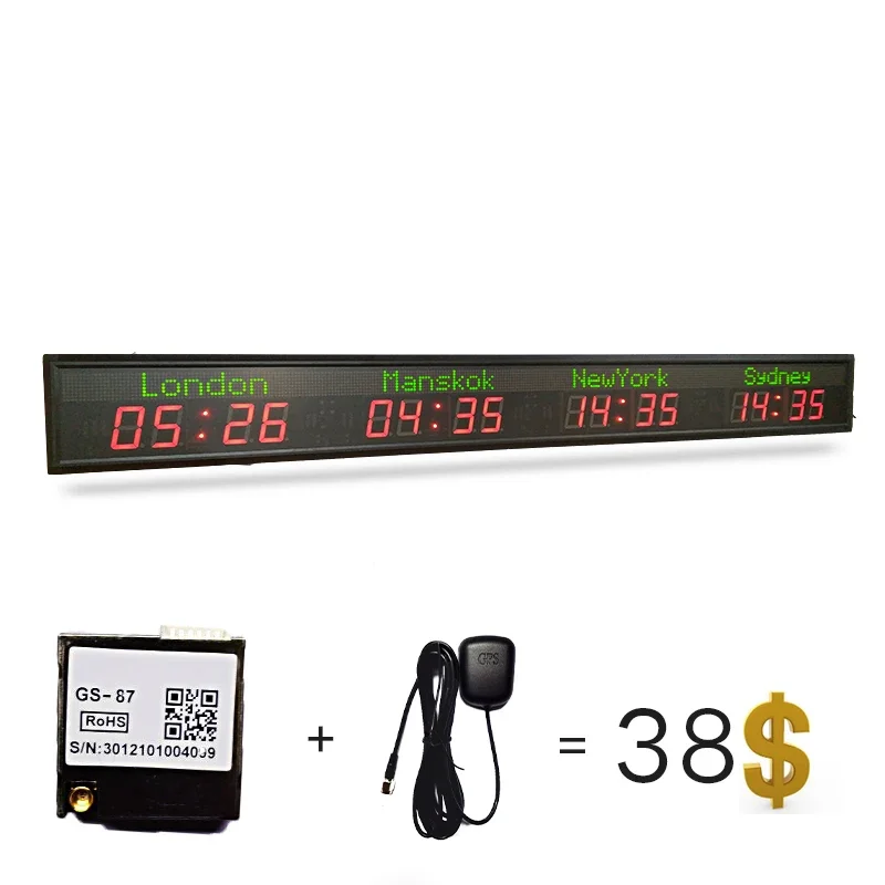 World Time Zone Clock LED Timer Four Cities Hotel Hall Digtal Wall Mounted Temporizador Programable Airport living room