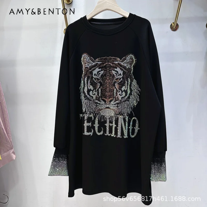 

Y2k Cartoon Pattern Rhinestone Loose Long Sleeves Sweatshirt 2025 Autumn Winter Fashionable Versatile Trendy Top Hoodies Jacket