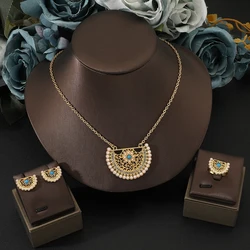 Stainless Steel Jewelry Set vintage golden pearls Necklace Earrings ring Exaggerated Jewelry Set For Women Jewelry Gifts