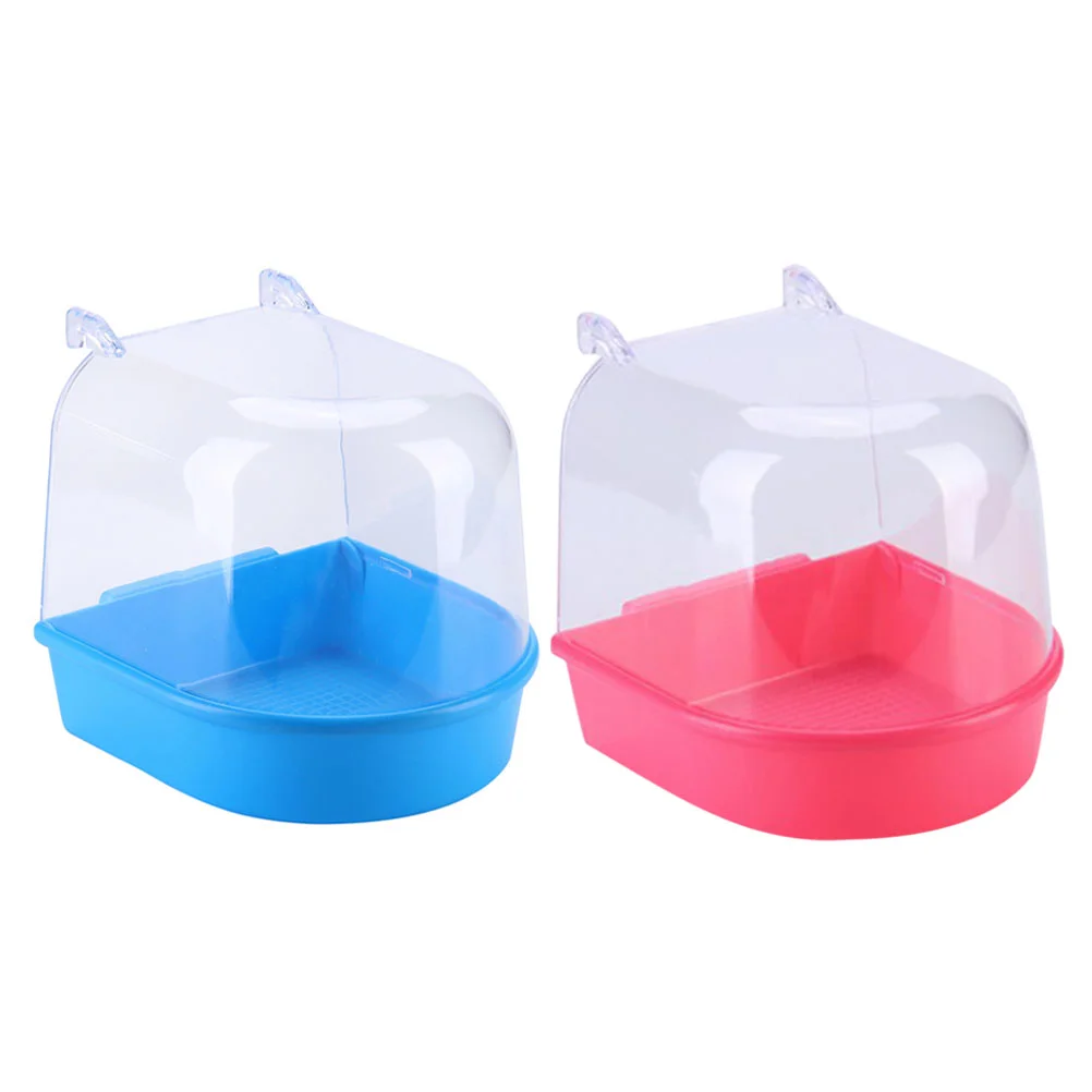 

2 PCS Water Dispenser Utensils Bird Cage Bathing Tub Small Parakeet Bathtub for Birds Parrot Shower Basin