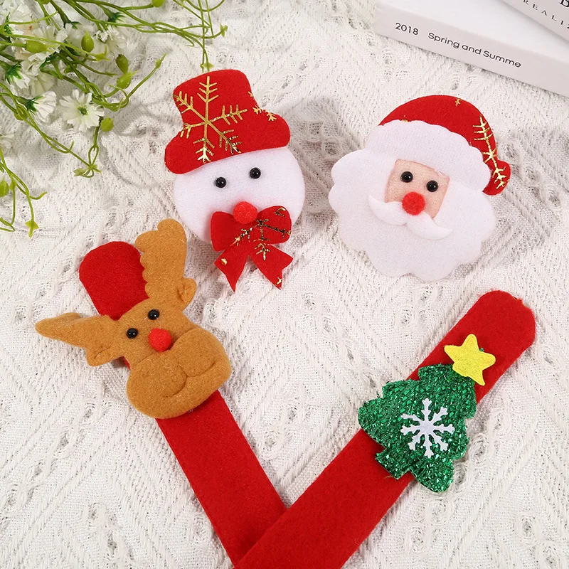 

Cartoon Christmas Slap Bracelet Toy Kids Party Favor Santa Claus Snowman Reindeer Children Kid Wristband 2024 Xmas Gift New Year