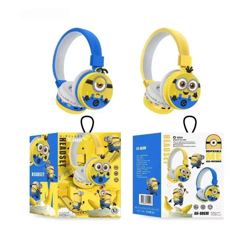 

Minions Hot Sale Cartoon Wireless Over-Ear Headphones, Foldable Portable Stereo Heavy Bass Headset for Kids Adults