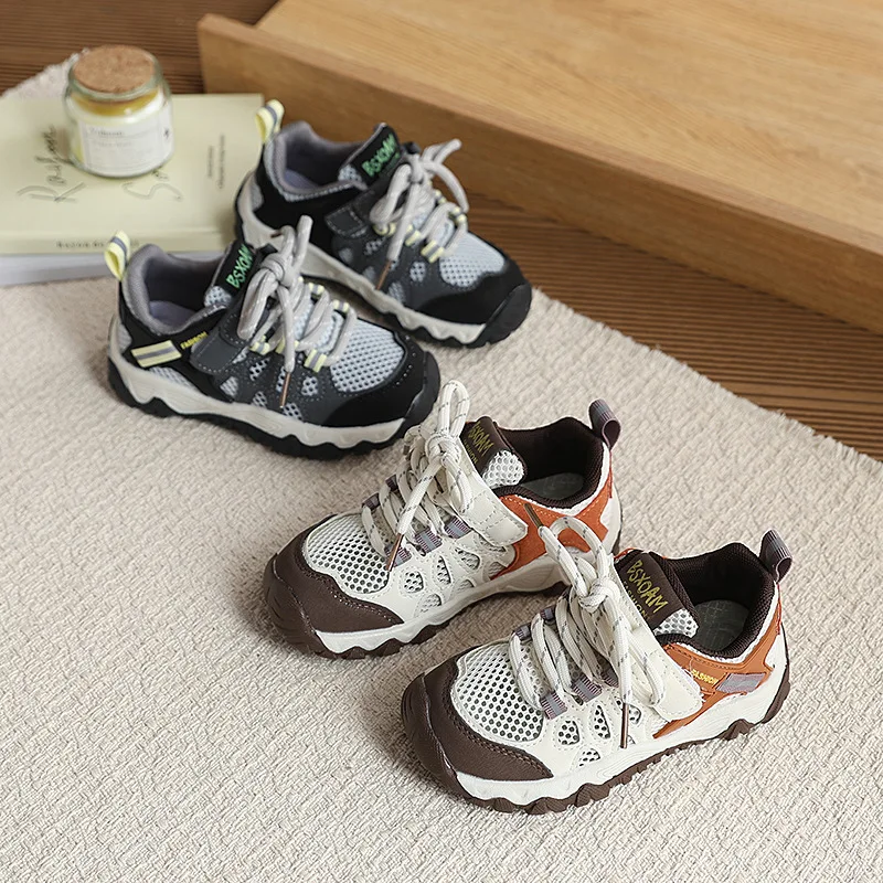 Children Sports Shoes 2026 New Patchwork Boys Girls Soft Sole Non-slip Sneakers Causal School Kids Mesh Breathable Running Shoes