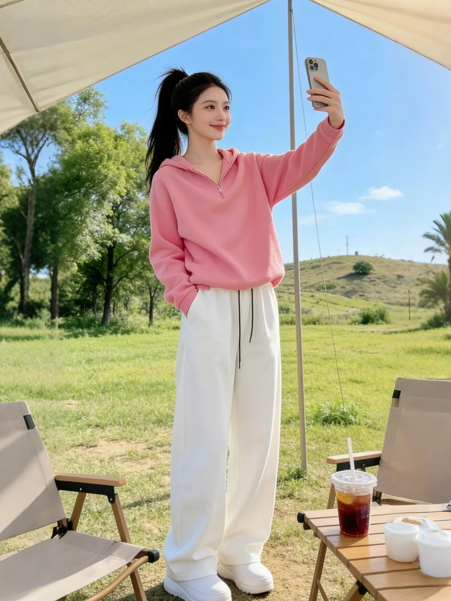

Complete Set Spring Autumn Women's Unique Good Looking Hoodie High Waist Wide Leg Pants Fashionable Two Piece Suit Work Commu...