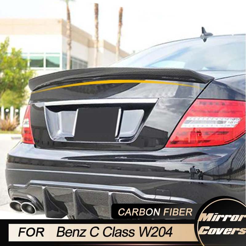 Rear Trunk Spoiler Wings for Mercedes Benz C Class W204 Sport C63 AMG 4-Door 2008-2014 Rear Spoiler Boot Wing Lip Carbon Fiber