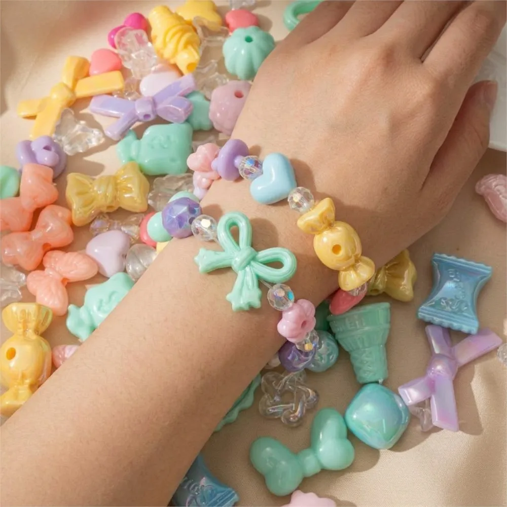 50g Mixed Acrylic Flowers Bow Loose Spacer Bead For DIY  Keychain Necklace Bracelet Phone Chain Jewelry Making Accessories view 5
