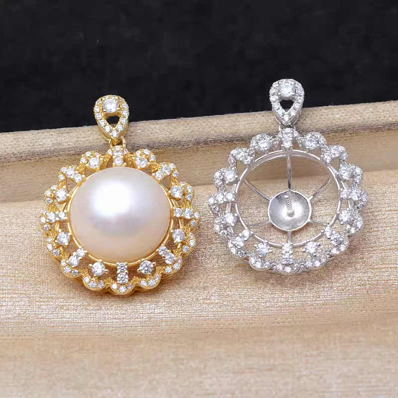 

Wholesale S925 Sterling Silver Pendant Mounts Base Findings Settings Mountings Jewelry Fittings for 13-14mm Pearls 3pcs/lot