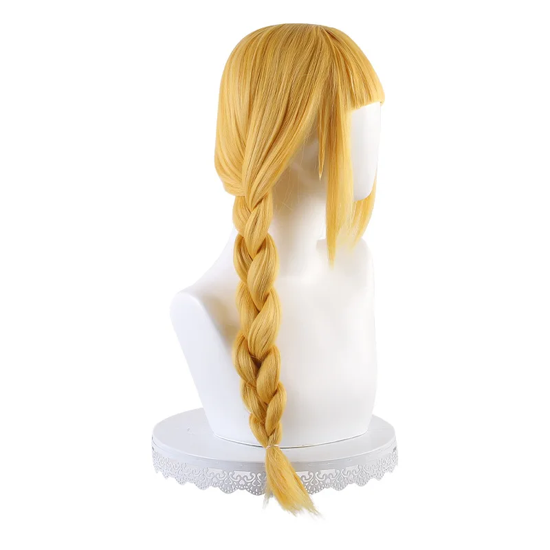 Party-goer Zhuge Kongming in een cosplay van Tsukimi Eiko met een pluizig gevlochten kapsel Tsukimi Eiko pruiklook