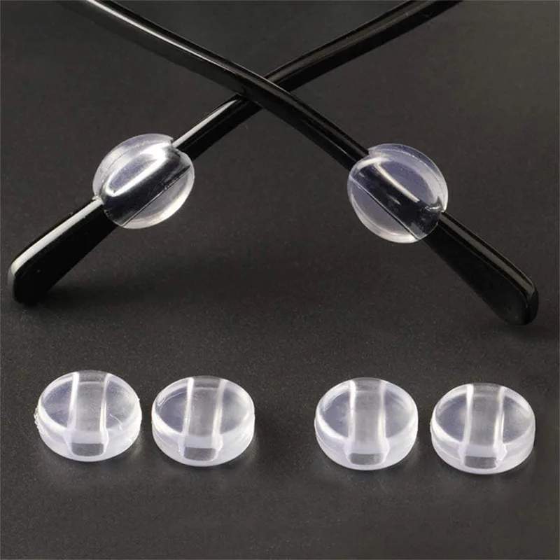 A pair of fixed small round oval solid circular earpiece glasses with anti-slip function