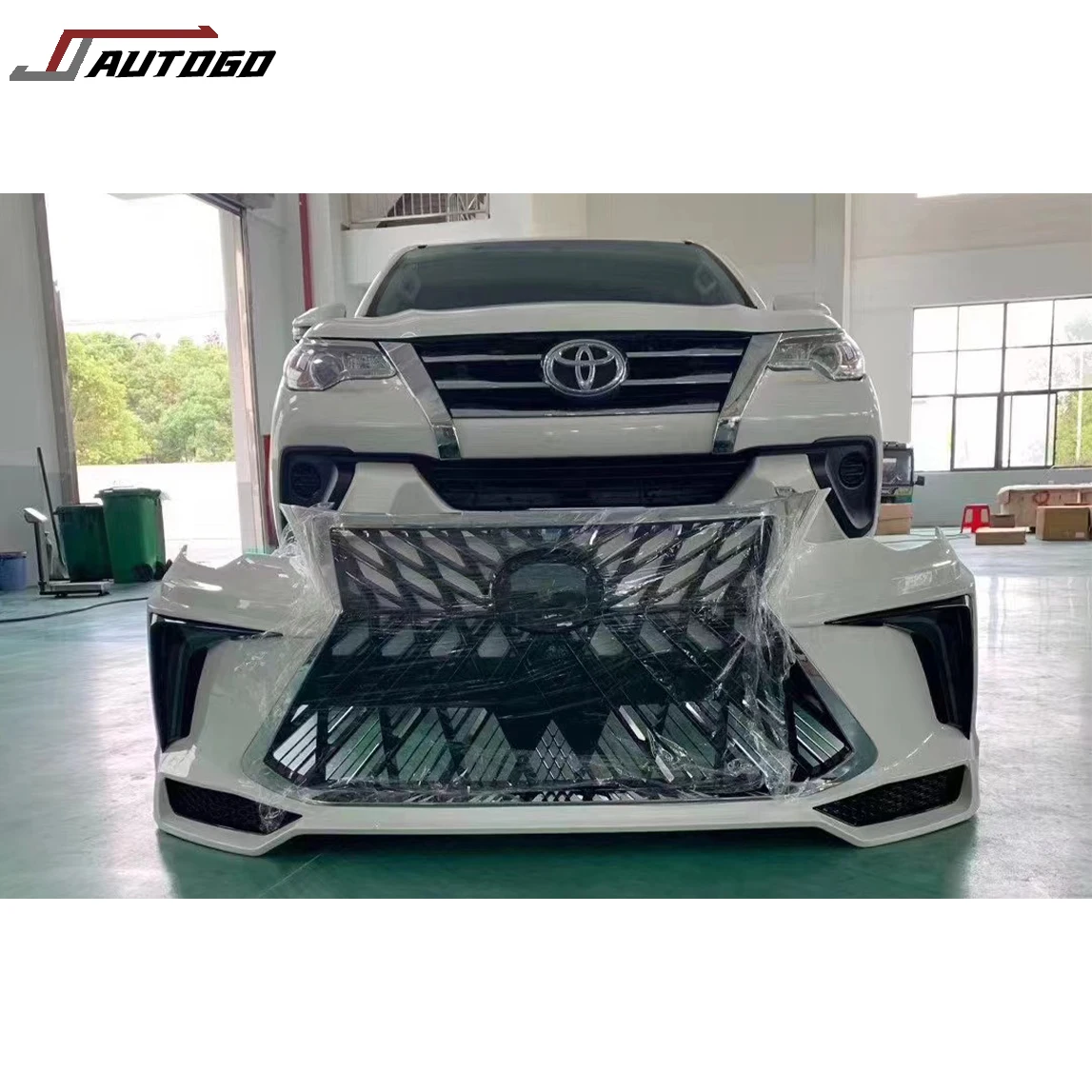 for  Body Kit For Toyota Fortuner 2014 2015 2016 2017 2018 2019 2020 Update to Lexus LX with Front+Rear Bumper assembly Headligh