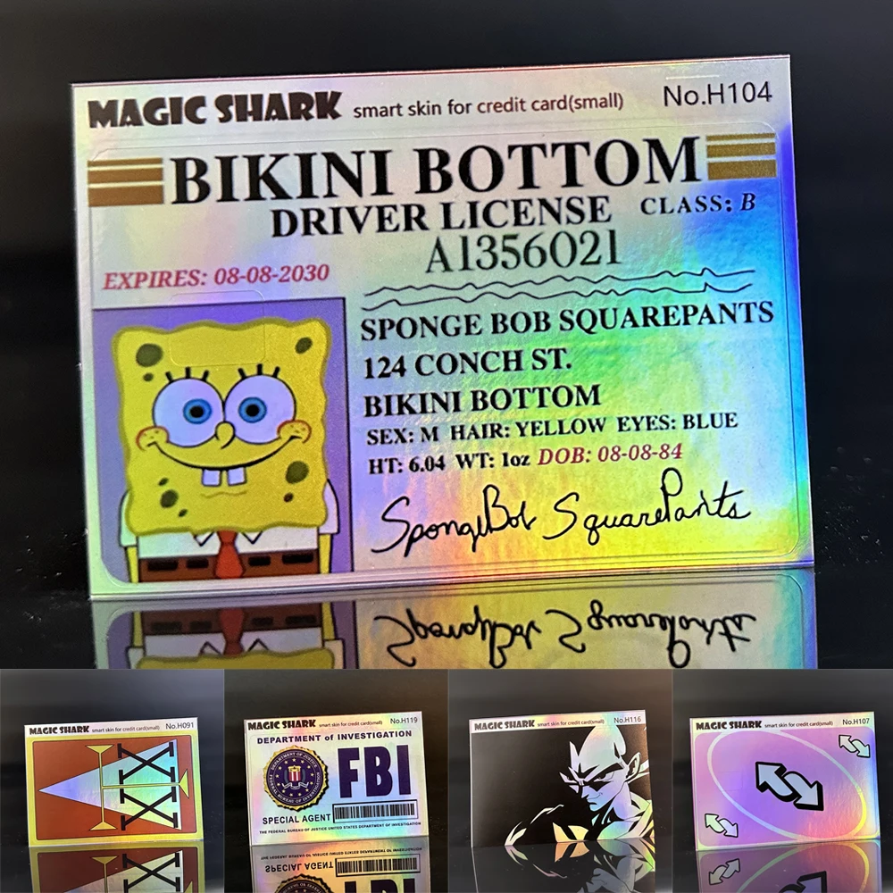 Spongebob Super Mario Dragon Ball Hello Kitty Laser Holographic Color Changed Sticker Film Skin Cover for Credit Debit Card