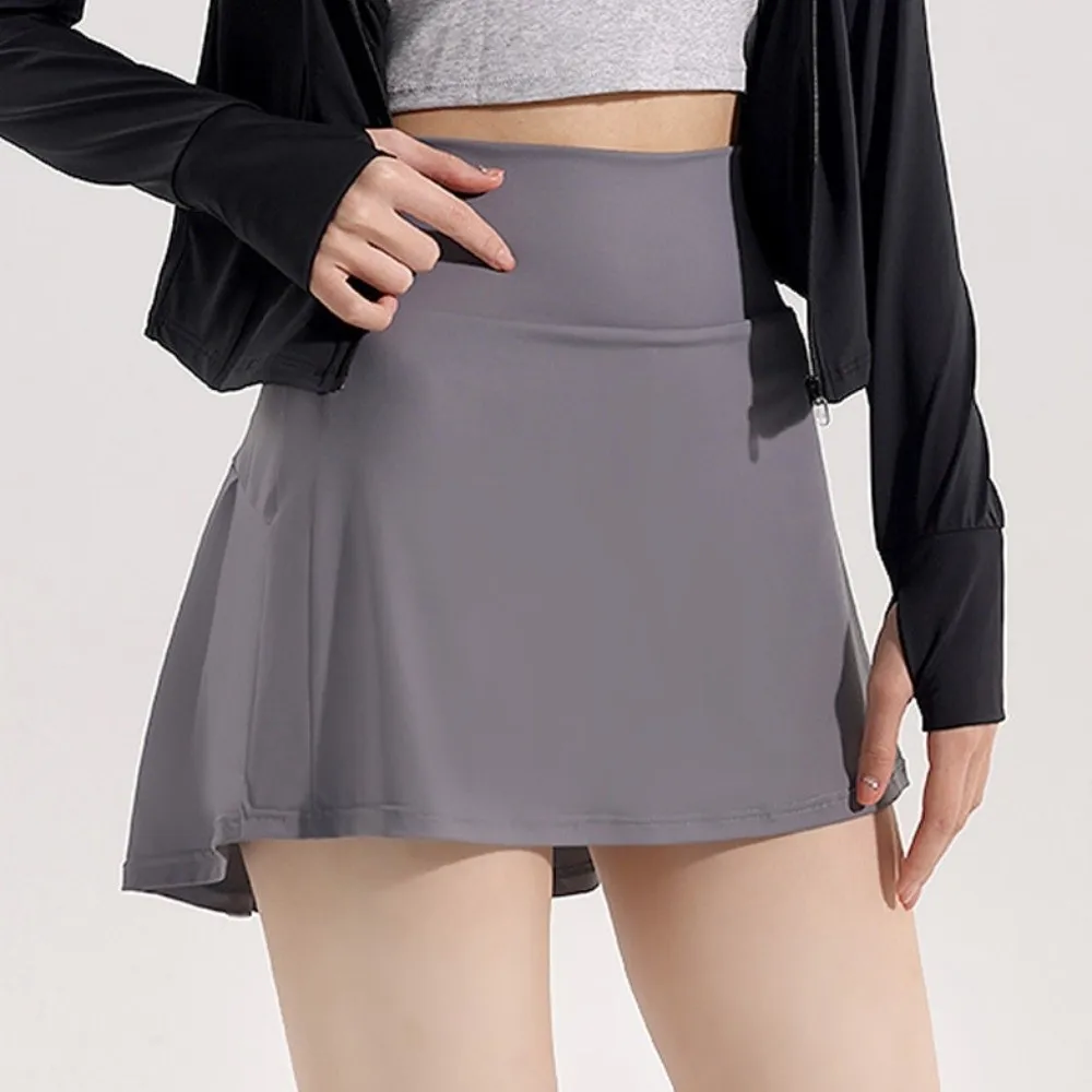 

Антибликовая плиссированная теннисная юбка, быстросохнущая двухслойная юбка для гольфа с высокой талией, дышащая однотонная спортивная юбка для йоги