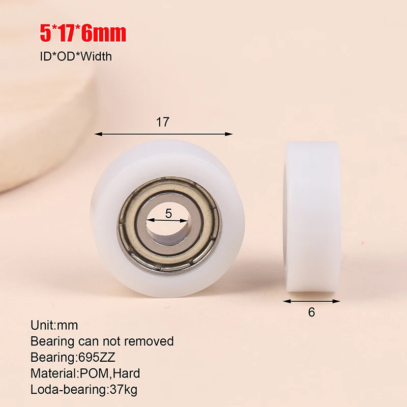 

5*17*6mm Nylon Plastic Roller Guide Wheel 695zz Bearing Wheel POM Drawer Window Door Pulley Roller