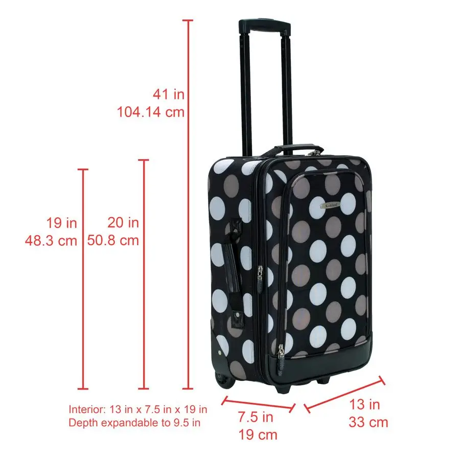 

Softside Upright Luggage Set, Expandable, New Black Dot, 2Piece 14 19
