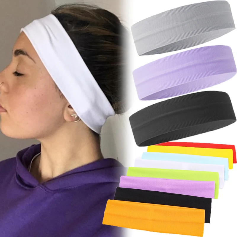 Sports Headbands Solid Elastic Hair Bands Running Absorb Sweat Headband for Women Men Adjustable Hair Bands Accessories Headwrap