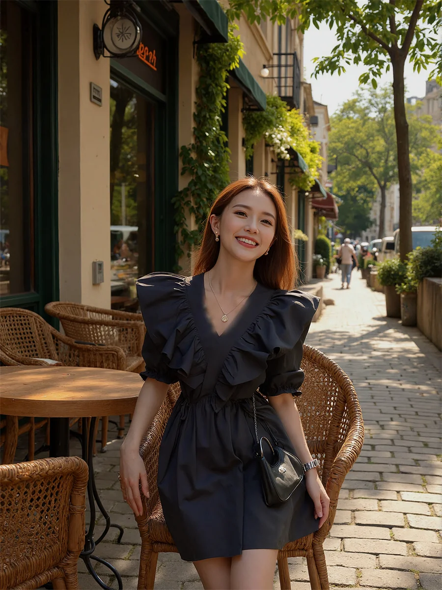 فستان نسائي أبيض أنيق أنيق بقصة عادية على الطراز الكوري تريند هالترنيك بدون ظهر مقصوص عالي الشق مسائي مثير ملهى ليلي