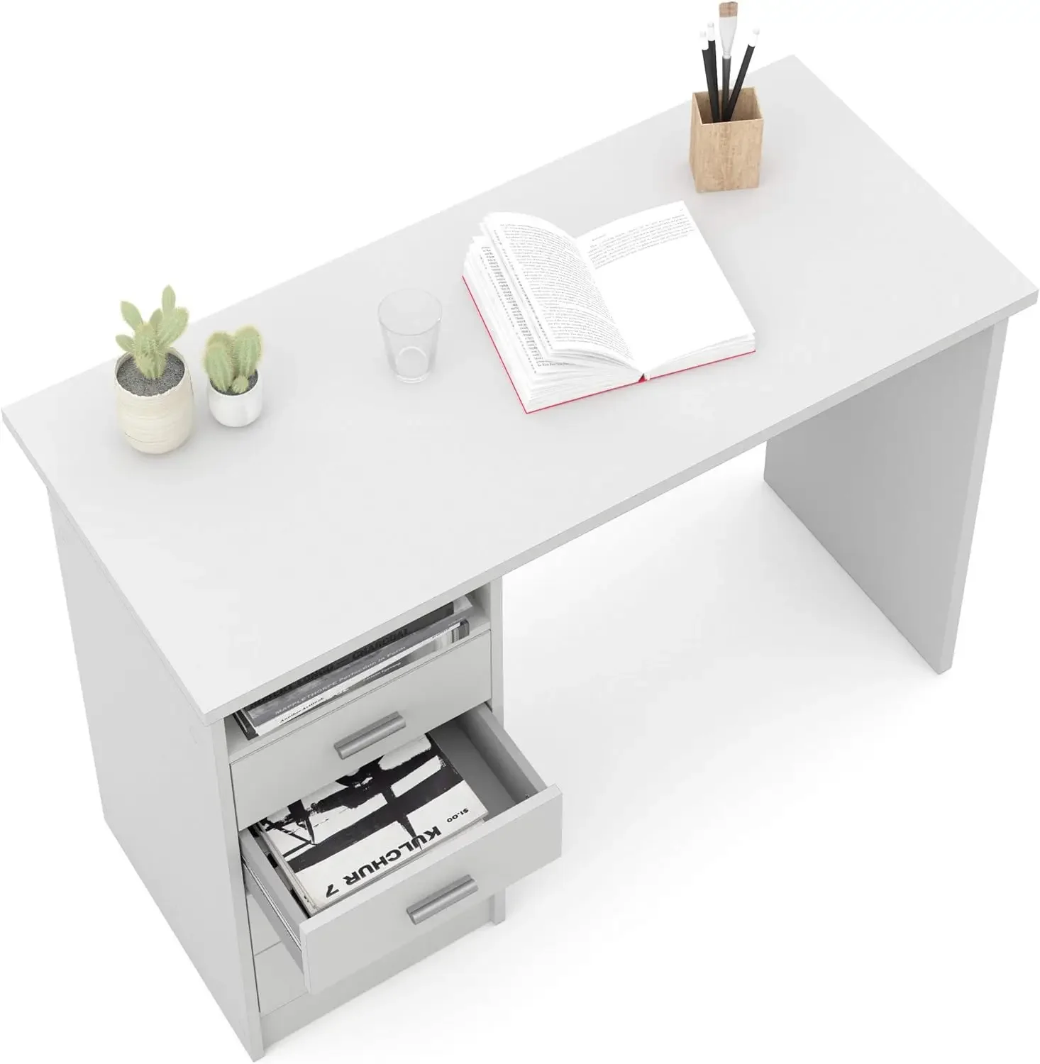 Desk with 4 Drawers, White