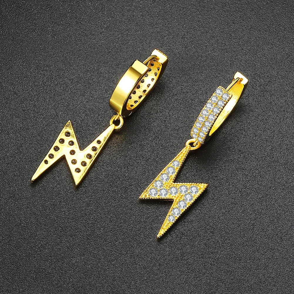 Hip Hop Drop Earrings for Women Cubic Zirconia Iced Out Lightning Pendant Ear Accessories Hippie Jewelry Dropshipping OHE032 image 5