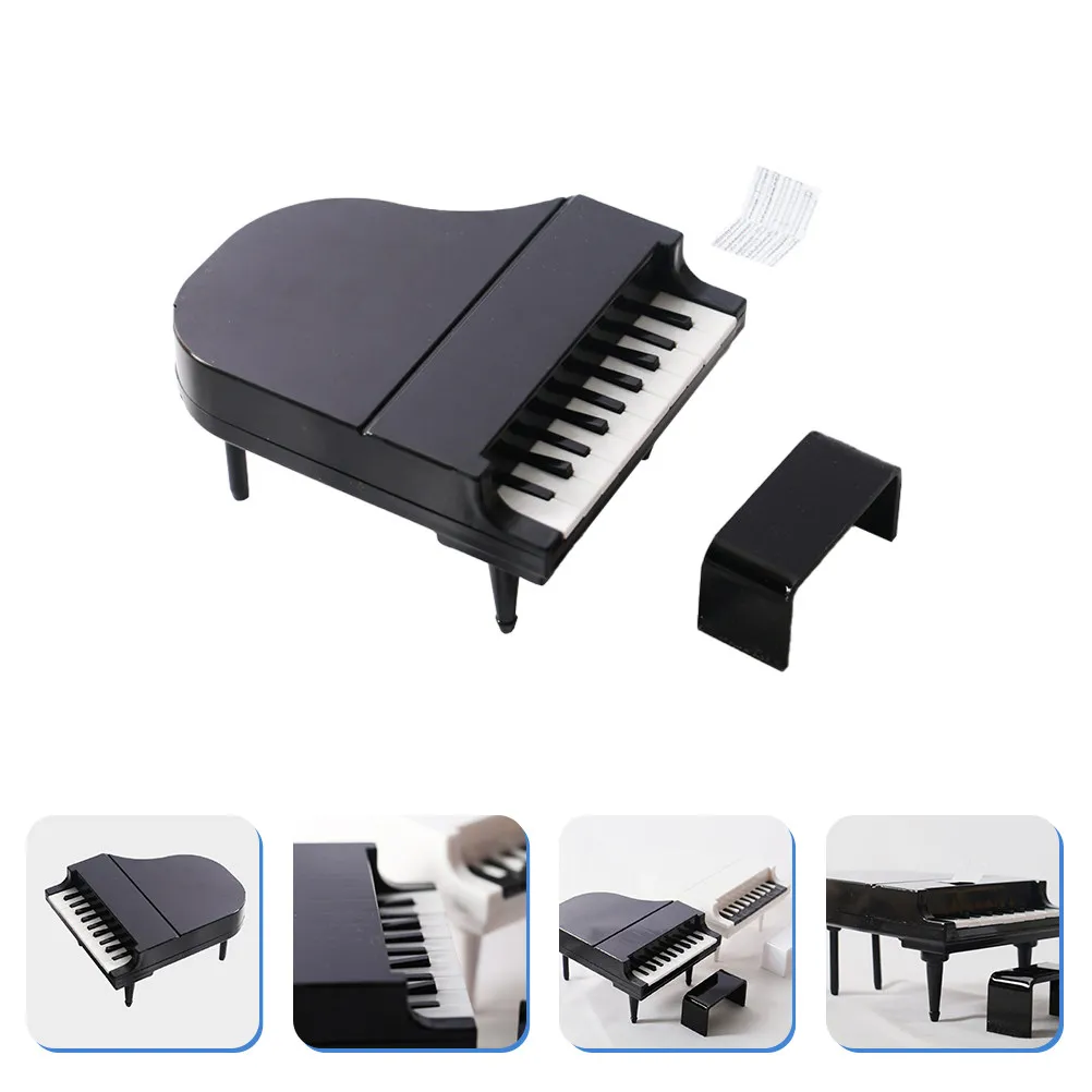 

1Set Upright Piano Miniature Plastic Decoration for Micro Scene DIY Dollhouse Photography -on Accessory