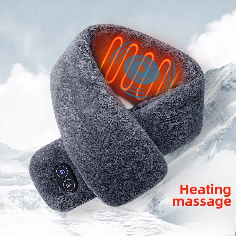 Intelligent heating massage scarf men's USB charging heating neck protection women's winter new, warm mink velvet couple scarf