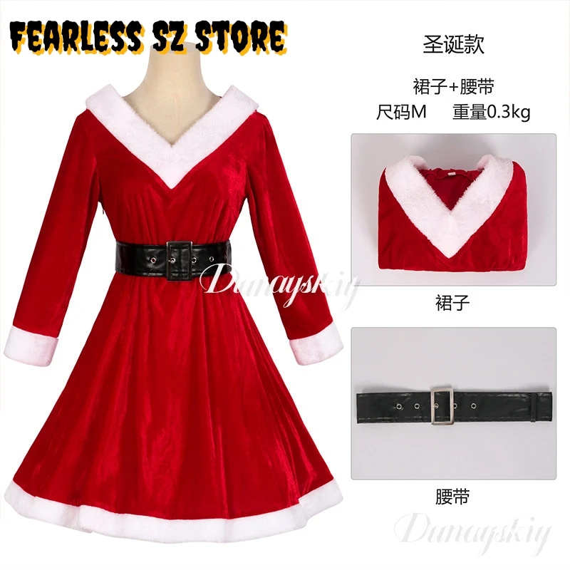 

Костюм женский, рождественское нарядное праздничное платье, сексуальная одежда Санта-Клауса, толстовка с капюшоном, милое средневековое платье, косплей ezi로윈 의상s