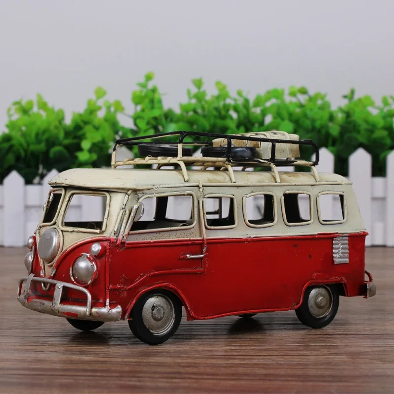 Retro Collectible Tin Bus Toy with Wind-Up Mechanism