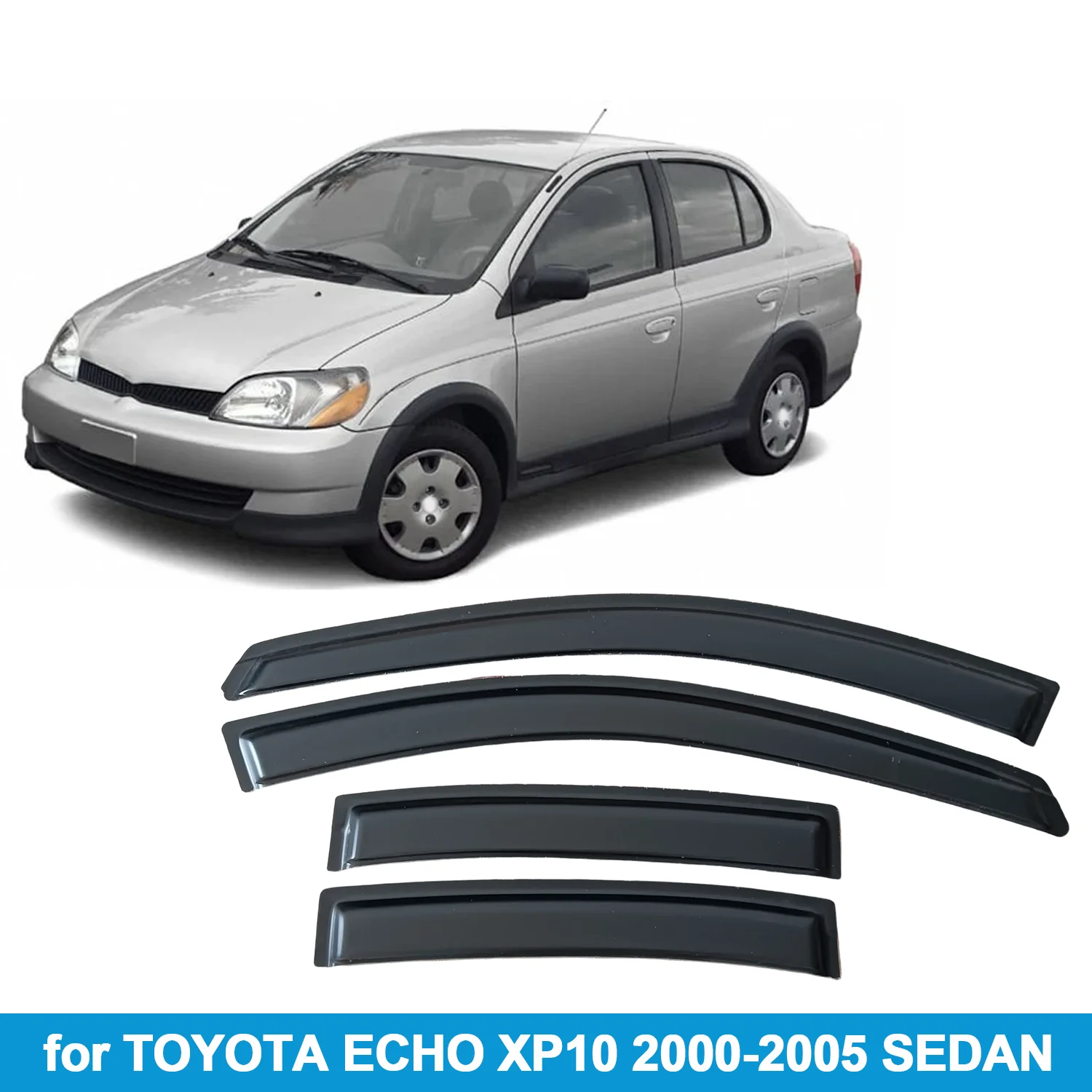 

Оконный козырек для TOYOTA ECHO XP10 2000-2005 SEDAN, защита от дождя, боковой дефлектор, защита от атмосферных воздействий, лента для наружного крепления