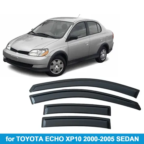 Window Visor for TOYOTA ECHO XP10 2000-2005 SEDAN Rain Guard Side Vent Deflector Weathershield Outside-Mount Tape On