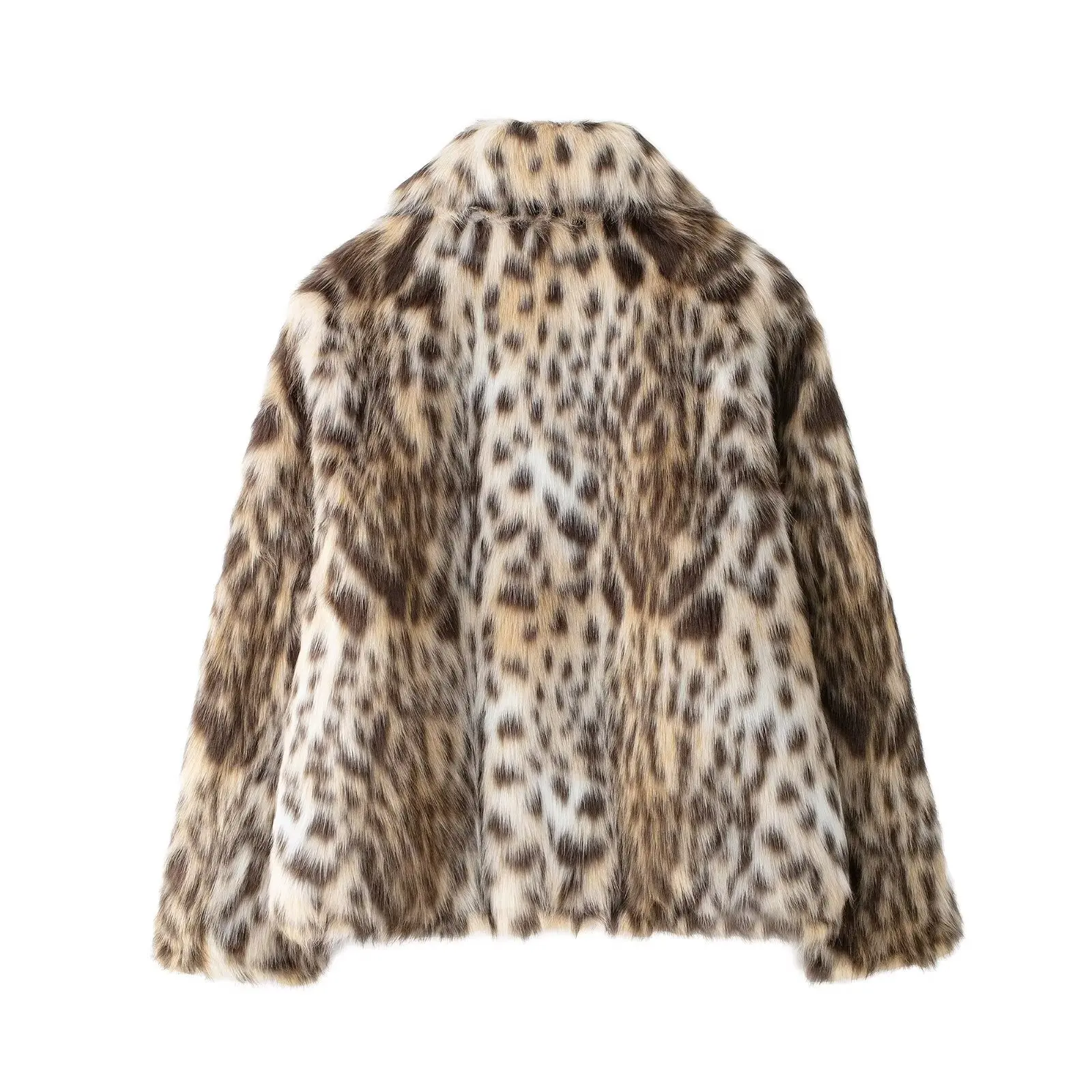 Women's Fall/Winter 2025 leopard print Bomber Jacket lapel button-down faux fur effect fashion casual short coat