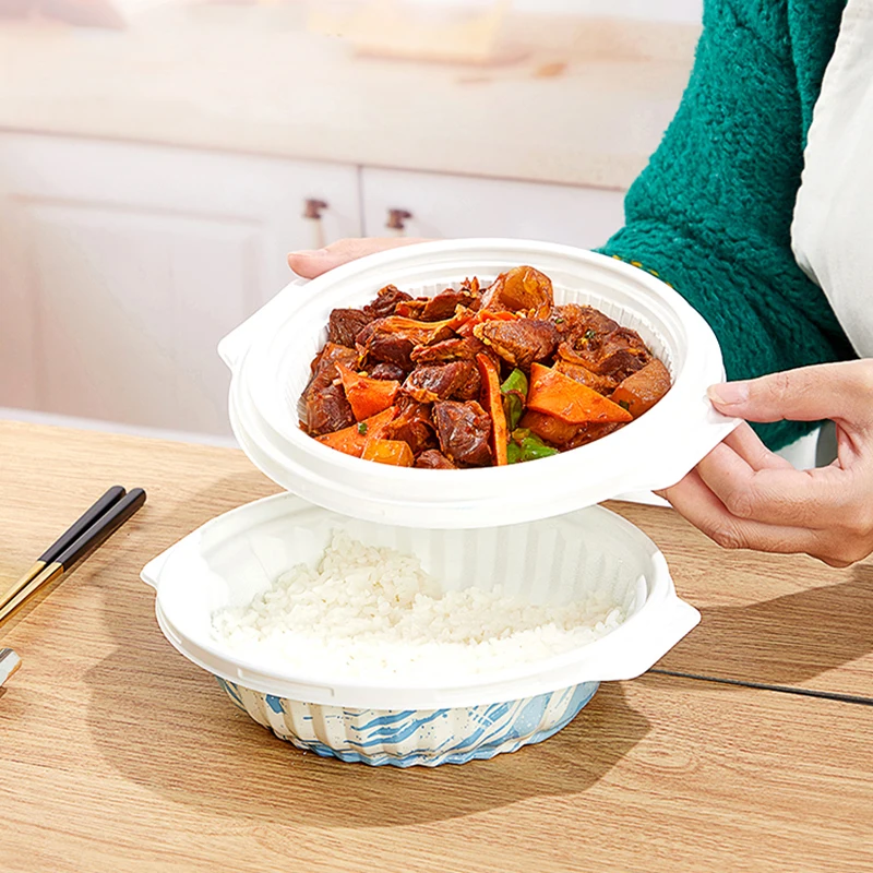 

Коробка для лапши Udon Bento Герметичная крышка для микроволновой печи и холодильника доступны 50 шт. одноразовых двухслойных коробок для еды
