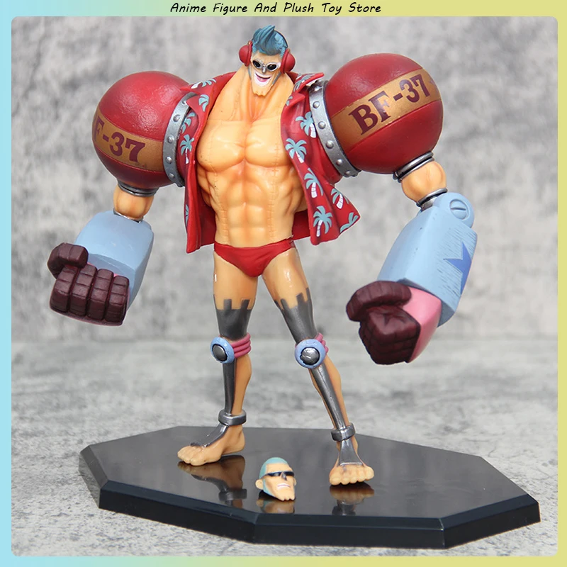 18cm Anime One Piece Franky Figure Gk  Action Figures Double Head Interchangeable Pvc Action Figurine Collection Model Toy Gift