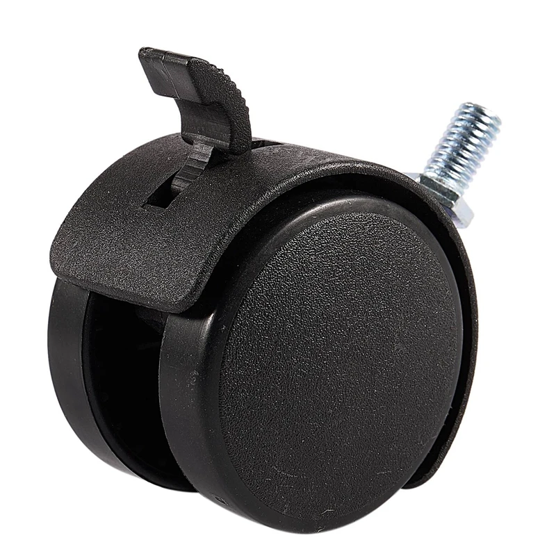 2X Furniture Swivel Locking Caster 8Mm Screw Stem 2-Inch Dia Wheel Black