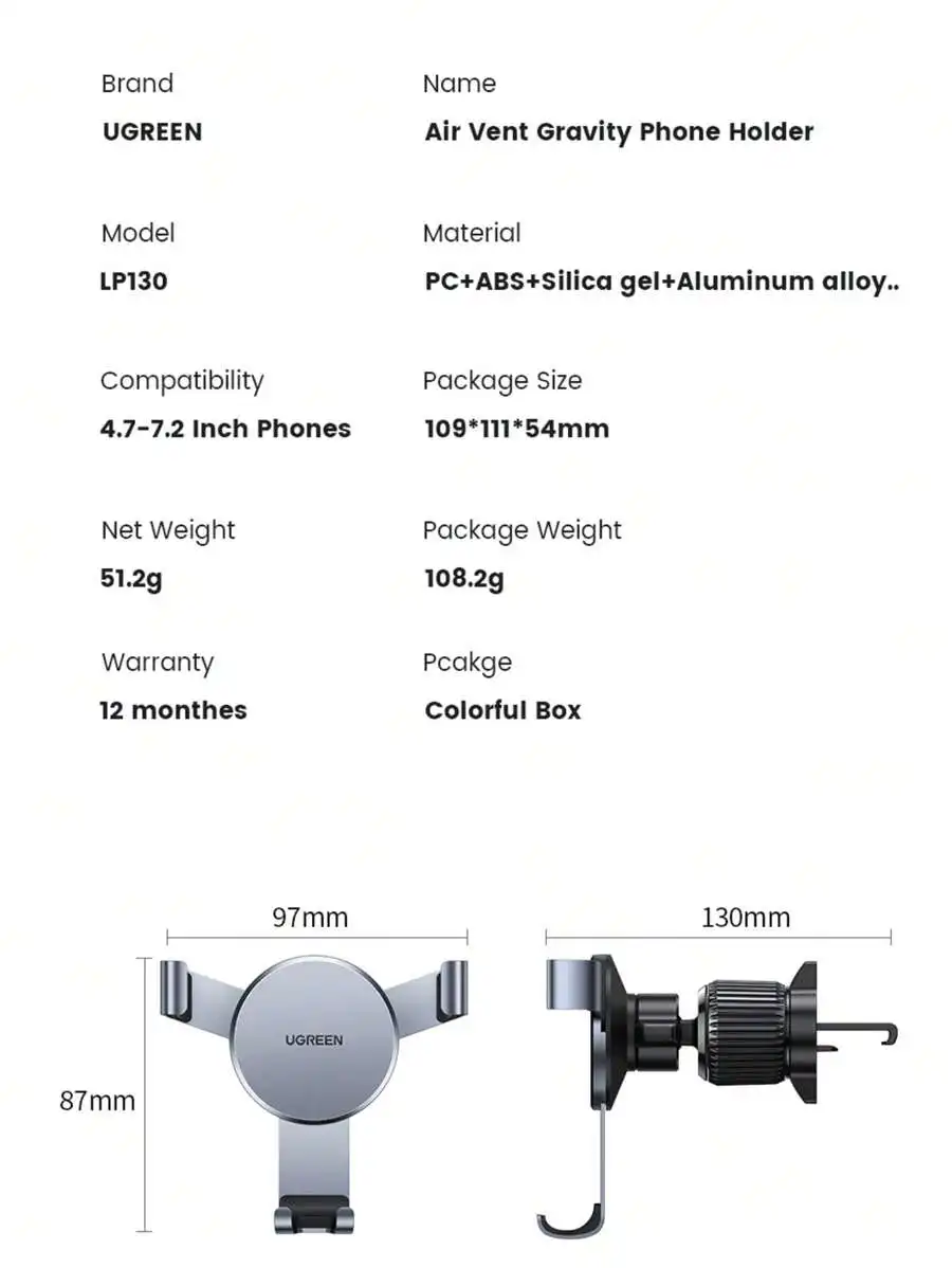 

Air Vent Gravity Phone Holder With Auto-Lock, Hands-Free Car Mount For iPhone 15/14/13 Pro Max, Galaxy, Realme, 4.7-7.2 Inch