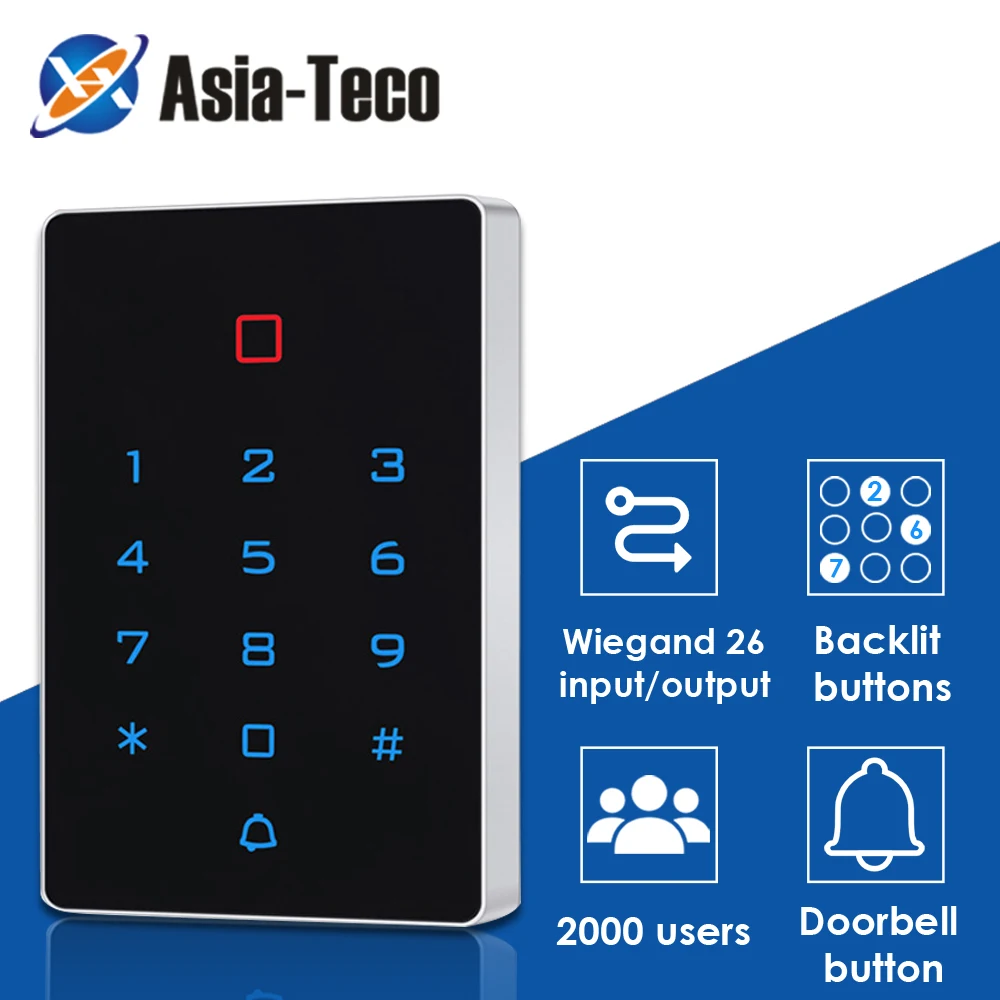 Backlight Touch 125khz RFID Card Access Control keypad EM card reader Door Lock opener wiegand 26 output Anti-disassembly Alarm