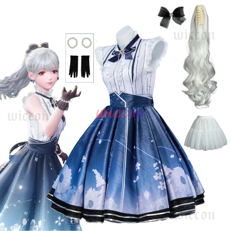 Game Infinity Nikki Cosplay Costumes Anime Girl Blue Dress Glove Wig Uniform Suit Nikki Princess Outfit for Women Dresses