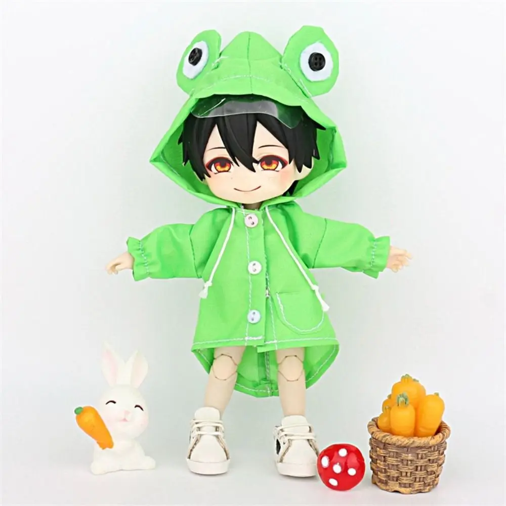 Winddichte Kleding Pop Regenjas Konijn Kikker Dinosaurus OB11 Poppenkleertjes Gele Eend Aankleden Pop Dier Regenjas 1/12 Bjd