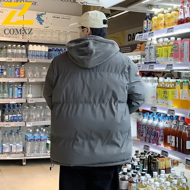 COMXZ 2025 رجل وهمية قطعتين شيربا مقنعين سترة الشتاء سميكة مقاوم للماء يندبروف الرياضة في الهواء الطلق معطف خفيف الوزن