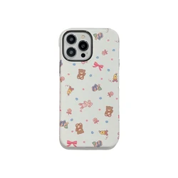 Korean INS Cartoon Little Animals Toy 2-in-1 Phone Case for iPhone 14 13 Pro Max Back Phone Cover for 12 11 Pro Max Capa