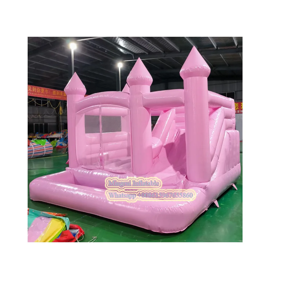 Customized 5x5m fwedding birthday dream inflatable castle slide combo children's white fairy tale dreamland full with ball pool