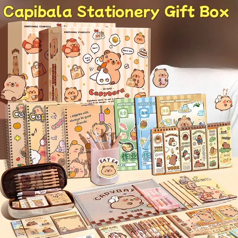 Capybara-Themed Stationery Gift Set with Notebook, Pen & Paper Clips - Ideal for Students and Animal Enthusiasts, Perfect Christ