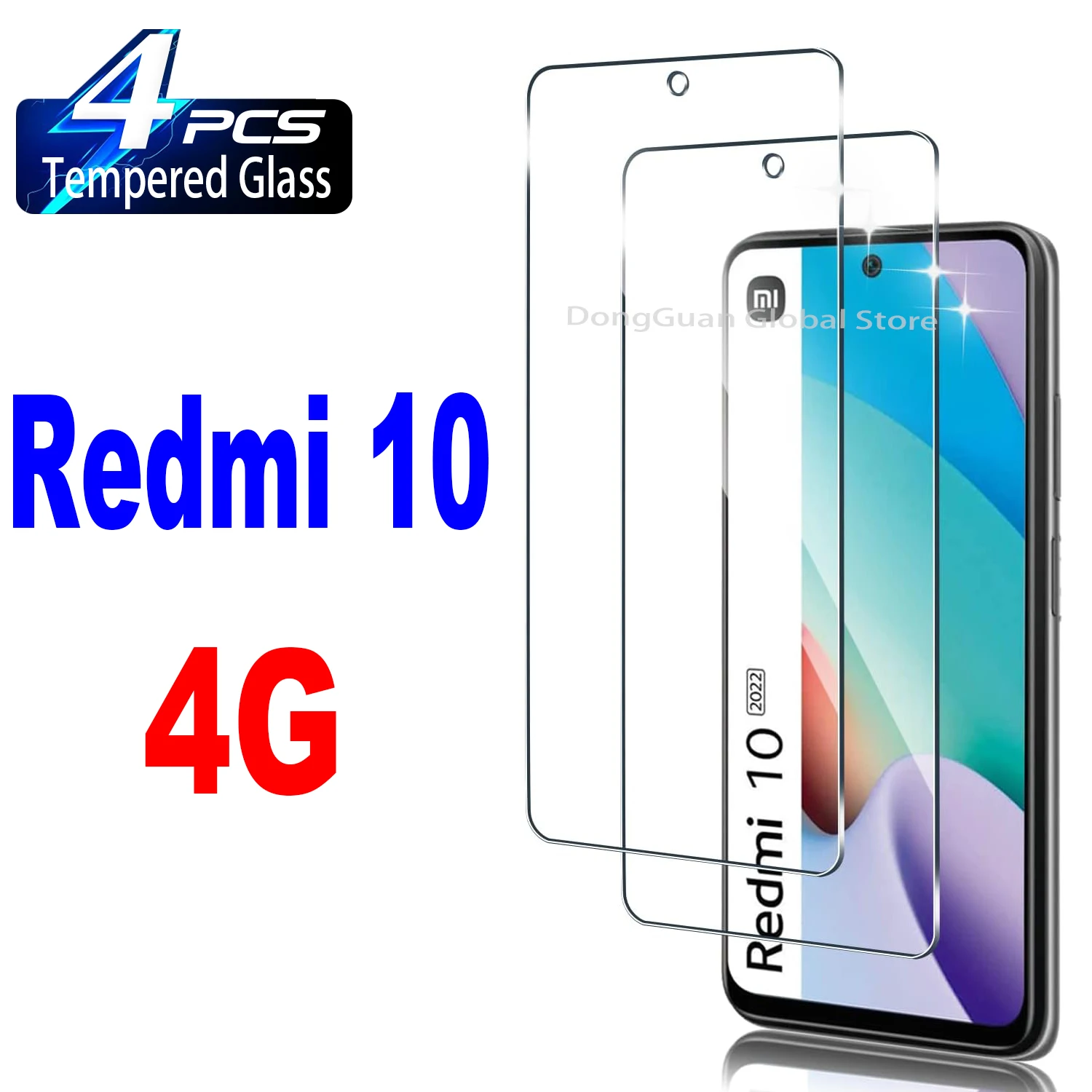 Vidro Temperado para Xiaomi Redmi 10, Protetor de Tela, Filme, 4G, 2 Unidades, 4 Unidades, 2022