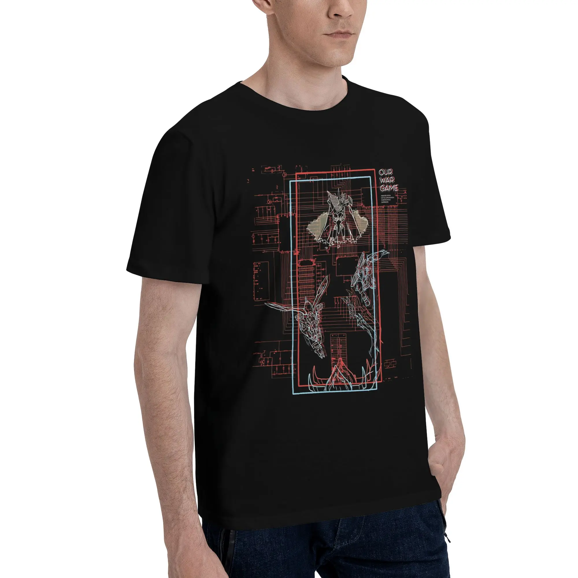 Our War Game   Graphic 100% Cotton T-Shirt Bandai Digimon Tees Tops For Men