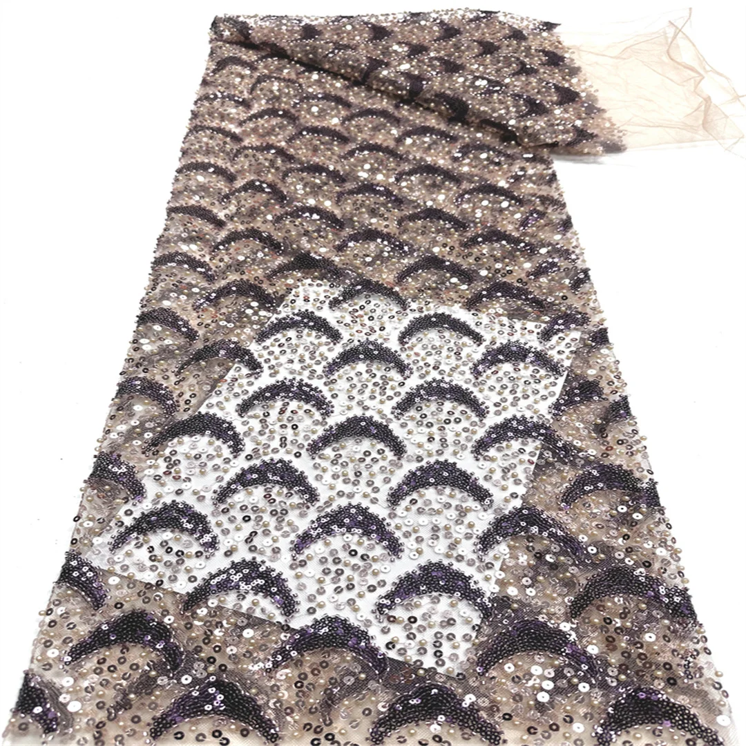 

Африканское кружево SJ с бисером 2026: высококачественная французская сетчатая ткань с бисерной отделкой, нигерийское кружево для свадебных и праздничных платьев