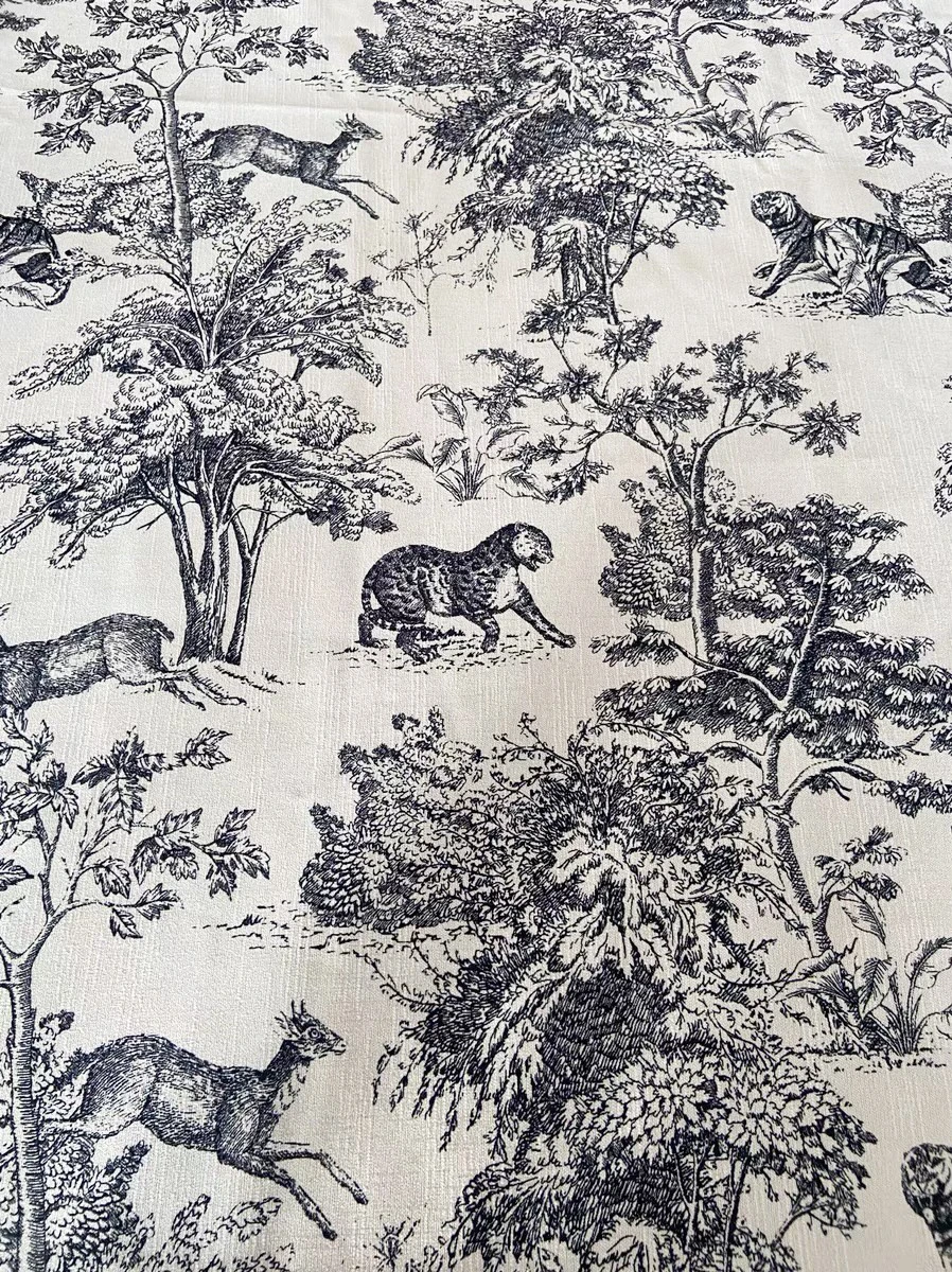 

Handmade White Bot Print Fabric Curtains Sofa Chair Pillow Material Retro Sle Jungle Animal Artistic Design Polyester