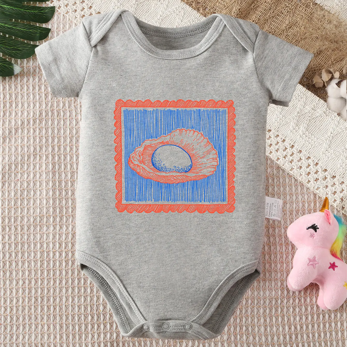 Pure Cotton Onesie Beautiful Ocean/ Shining Pearls Print Bodysuit Comfortable Cloth for Baby Jumpsuit for 0 To 12 Months Newborn