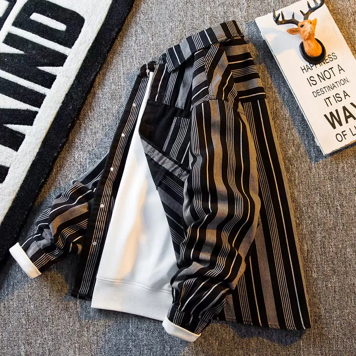 

Heavyweight Stripe Denim Jaet Men's Casual Versatile Workwear Jaet Spring Autumn Trendy Brand Youthful Loose Fit Long Sve