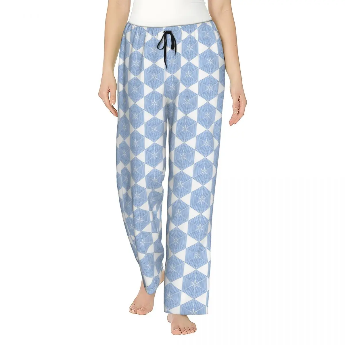 

Women Pyjama Pants Six Sides In Blue Watercolor Lounge Pants Stretch Geometric Ink Blue Pj Bottoms Home
