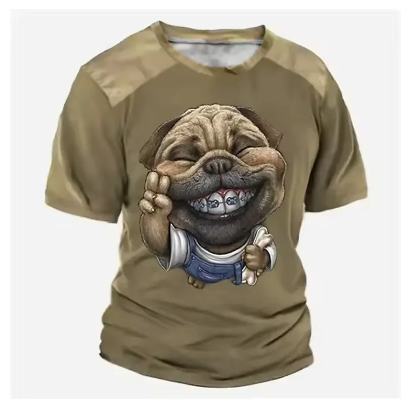 

Men's retro short sleeved T-shirt, summer humor, cute animals and retro design, mesh fabric comfortable and breathable 2025