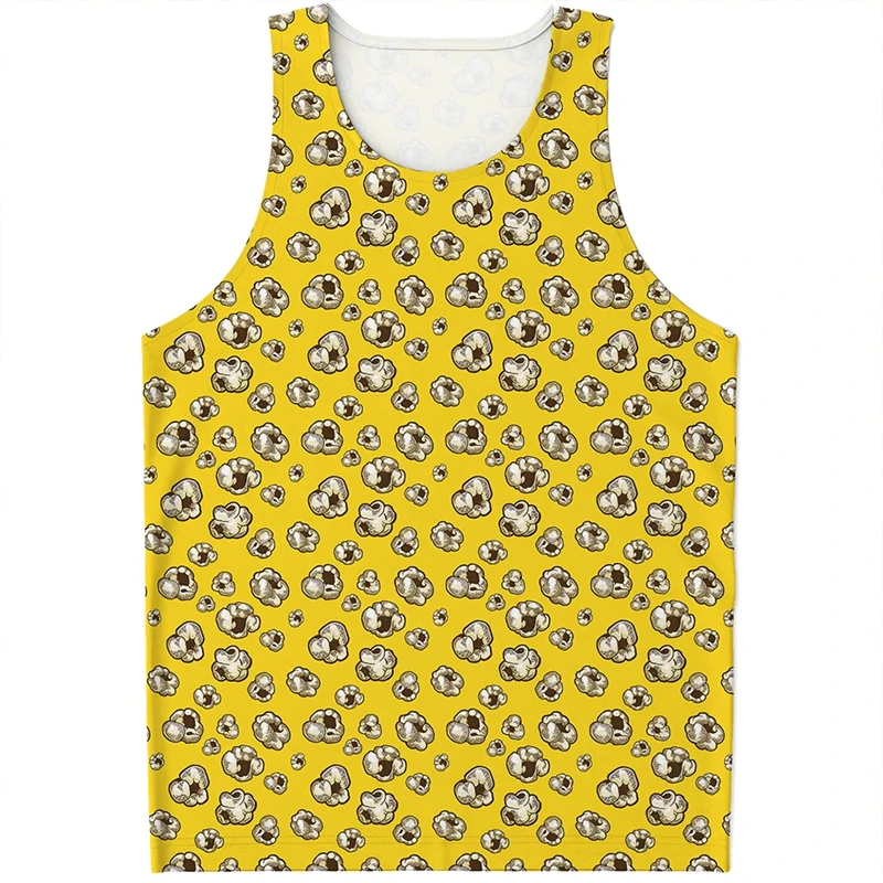 Men's Vest Tops Sleeveless Tee Shirts For Men Popcorn Graphic O Neck Tank Top Apparel 3D Printing Daily Sportswear Gym Clothing