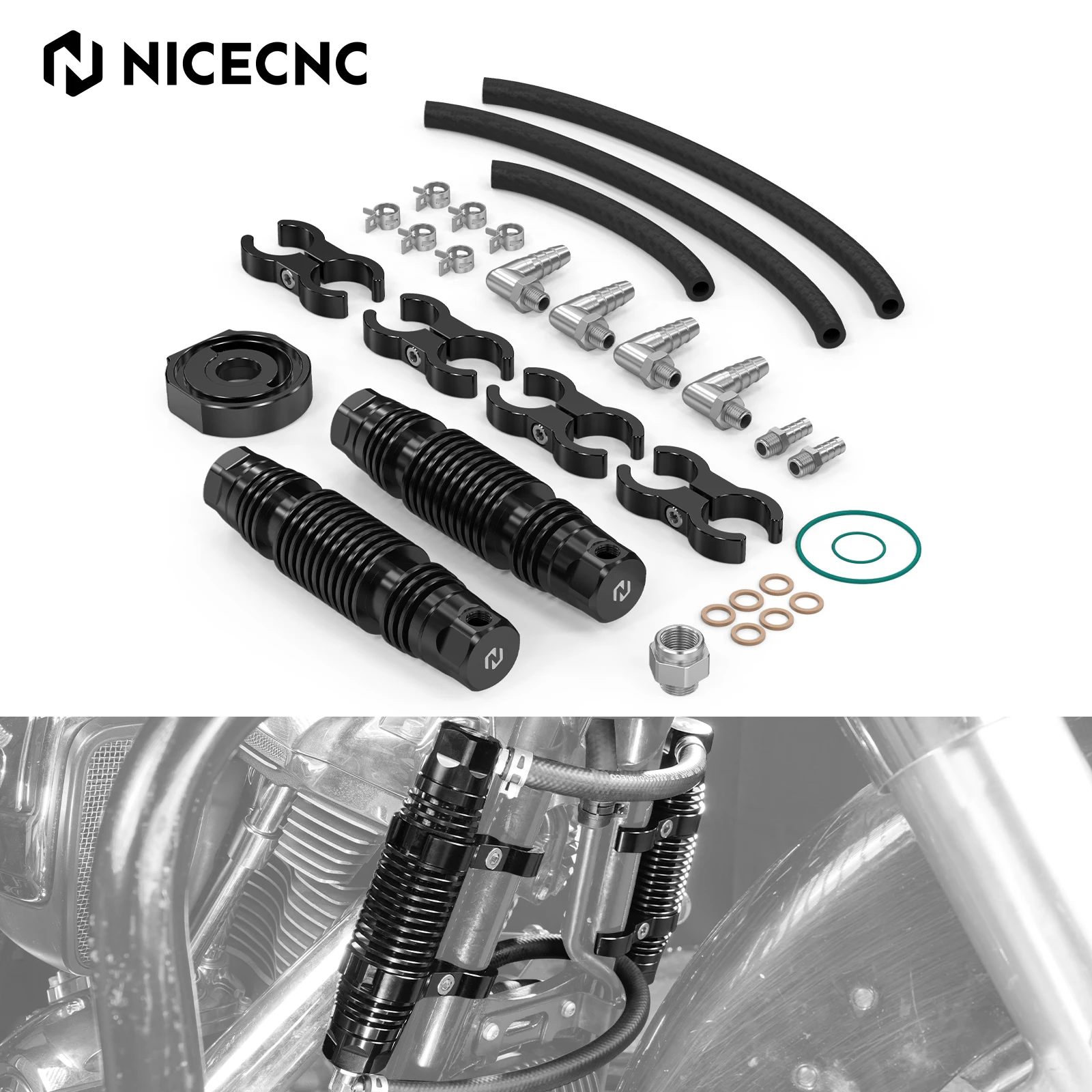 

For Harley Street Glide FLHX/Special FLHXS 2017-2023 NICECNC Modular Dual Oil Cooler For Road Glide FLTRX Road King FLHR CVO